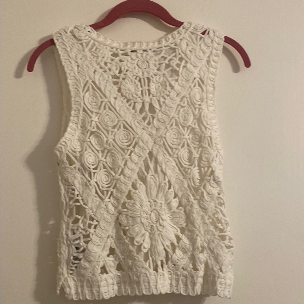 Guess White Crochet Tank Top - Picture 4 of 4